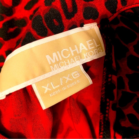 EUC, Michael Kors, never worn, XL red/black halter in cheetah print a/tie waist - Picture 3 of 3